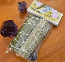 Load image into Gallery viewer, Cedar, Blue Sage and Amethyst Bundle