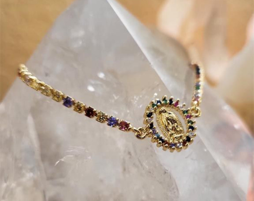 Rhinestone Virgin of Guadalupe Bracelets