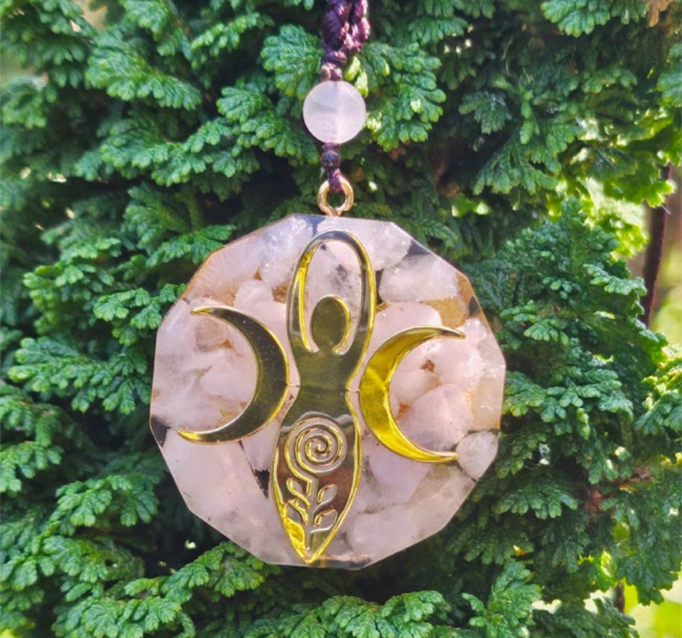 Rose Quartz Goddess Orgone Pendant