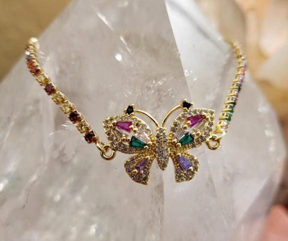 Rhinestone Butterfly Bracelet