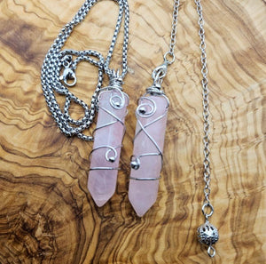 Wire Wrapped Gemstone Pendulum Pendants