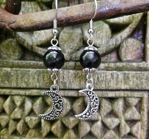 Obsidian Moon Earrings