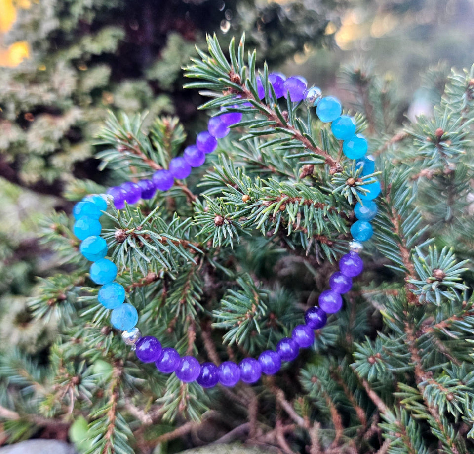 Amethyst and Blue Apatite Bracelet