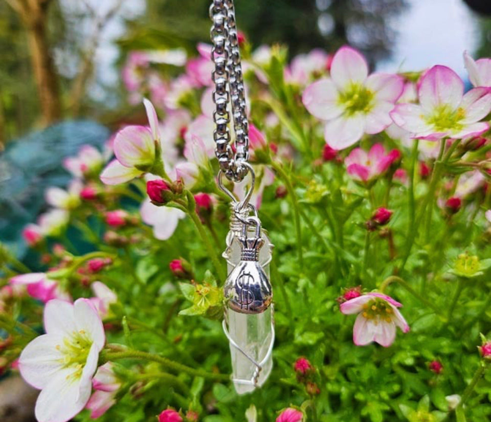 Money Clear Quartz Pendant