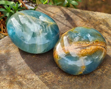 Load image into Gallery viewer, Lemurian Blue Calcite Palm Stones
