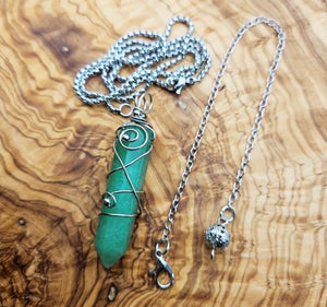 Wire Wrapped Gemstone Pendulum Pendants