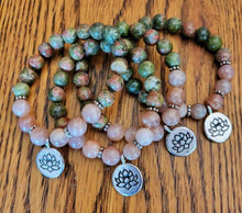 Load image into Gallery viewer, Unakite Lotus Bracelet
