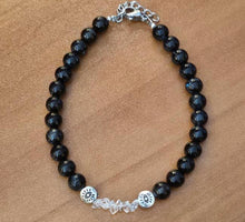 Load image into Gallery viewer, Black Kyanite and Herkimer Diamonds Bracelet
