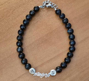 Black Kyanite and Herkimer Diamonds Bracelet