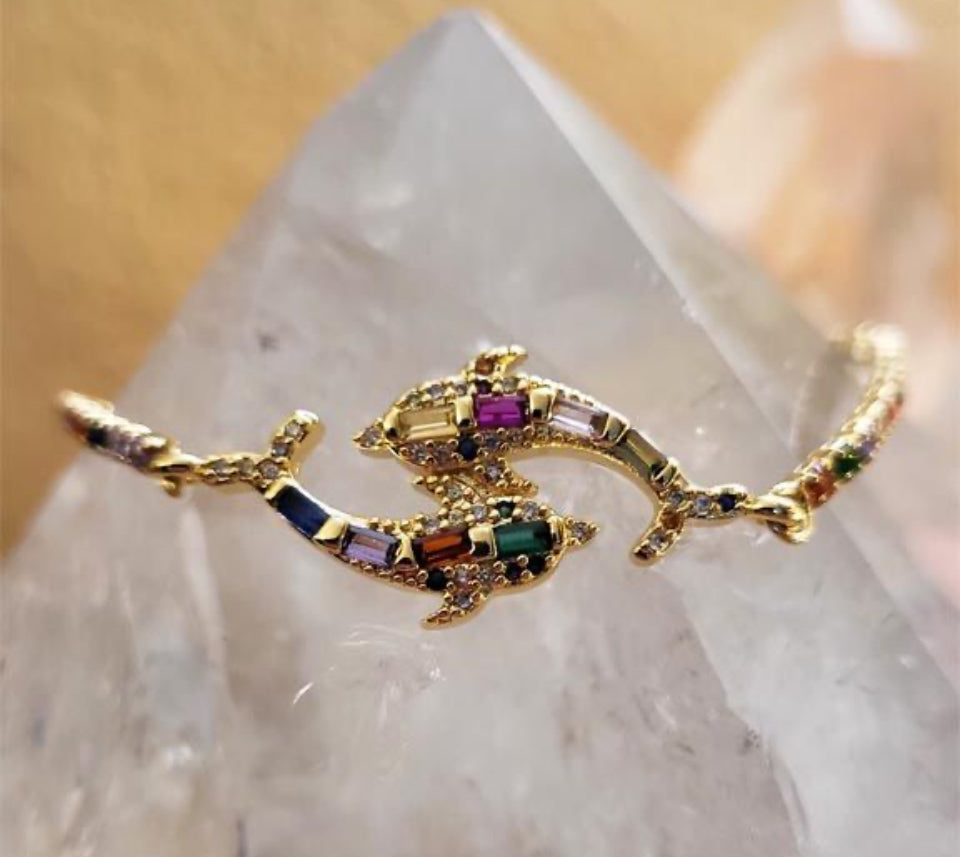 Rhinestone Dolphin Bracelets