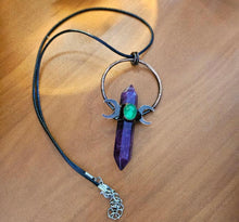 Load image into Gallery viewer, Amethyst Triple Moon Pendant
