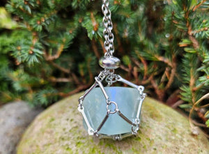 Lemurian Blue Calcite Caged Pendant