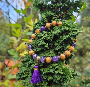 Amethyst and Olive Wood Malas Bracelet