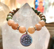 Load image into Gallery viewer, Unakite Lotus Bracelet
