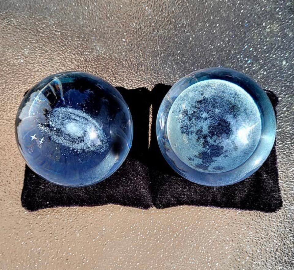 Galaxy & Full Moon Crystal Balls